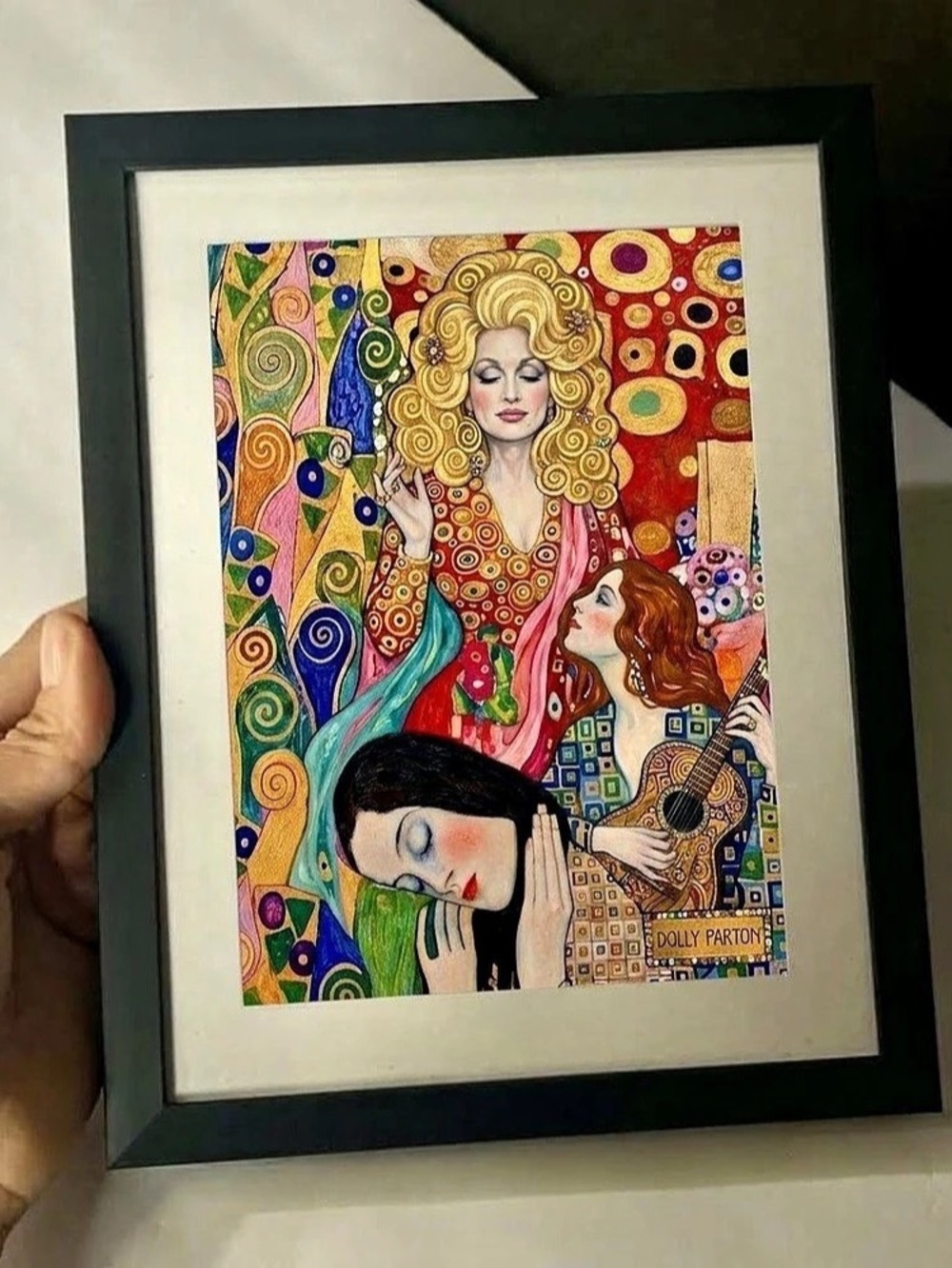 Klimt-inspired Dolly Parton Framed Art Print 7x9